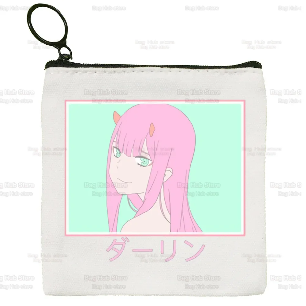 

Darling In The Franxx Anime Canvas Coin Purse Custom Coin Purse Illustration ZERO TWO Key Case Simple Small Cloth Bag Creative