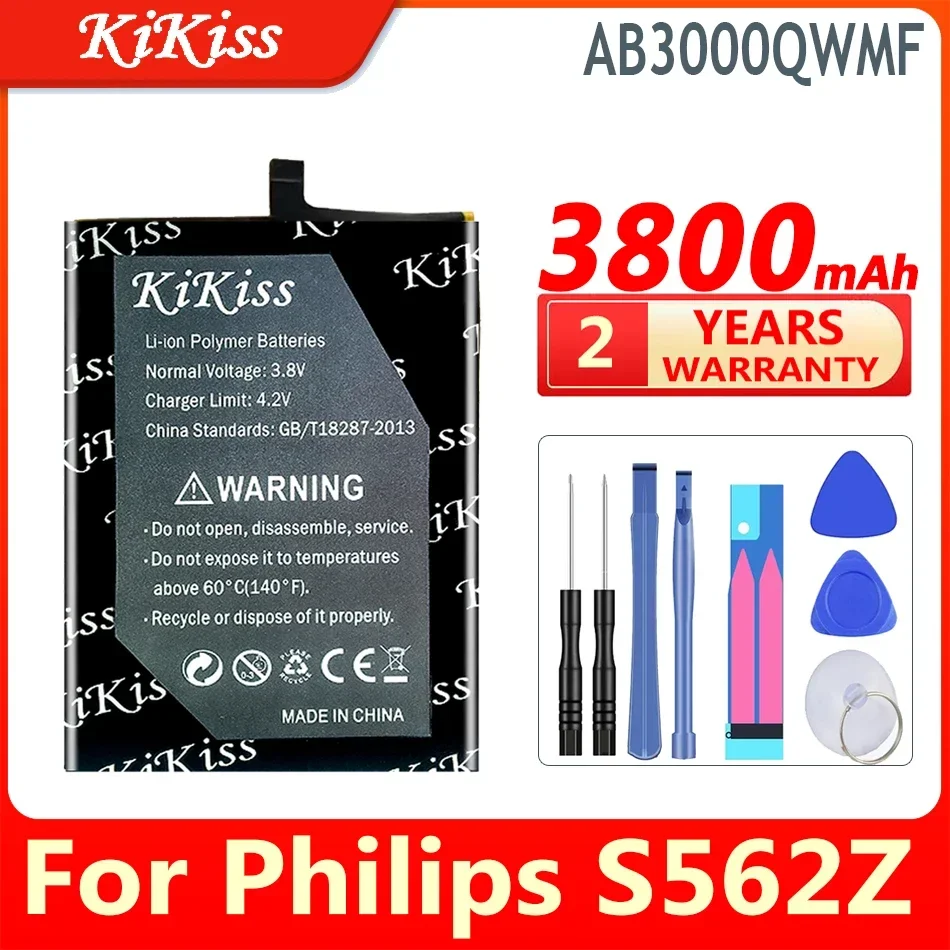 

3800mAh KiKiss Mobile Phone Battery AB3000QWMF For Philips S562Z
