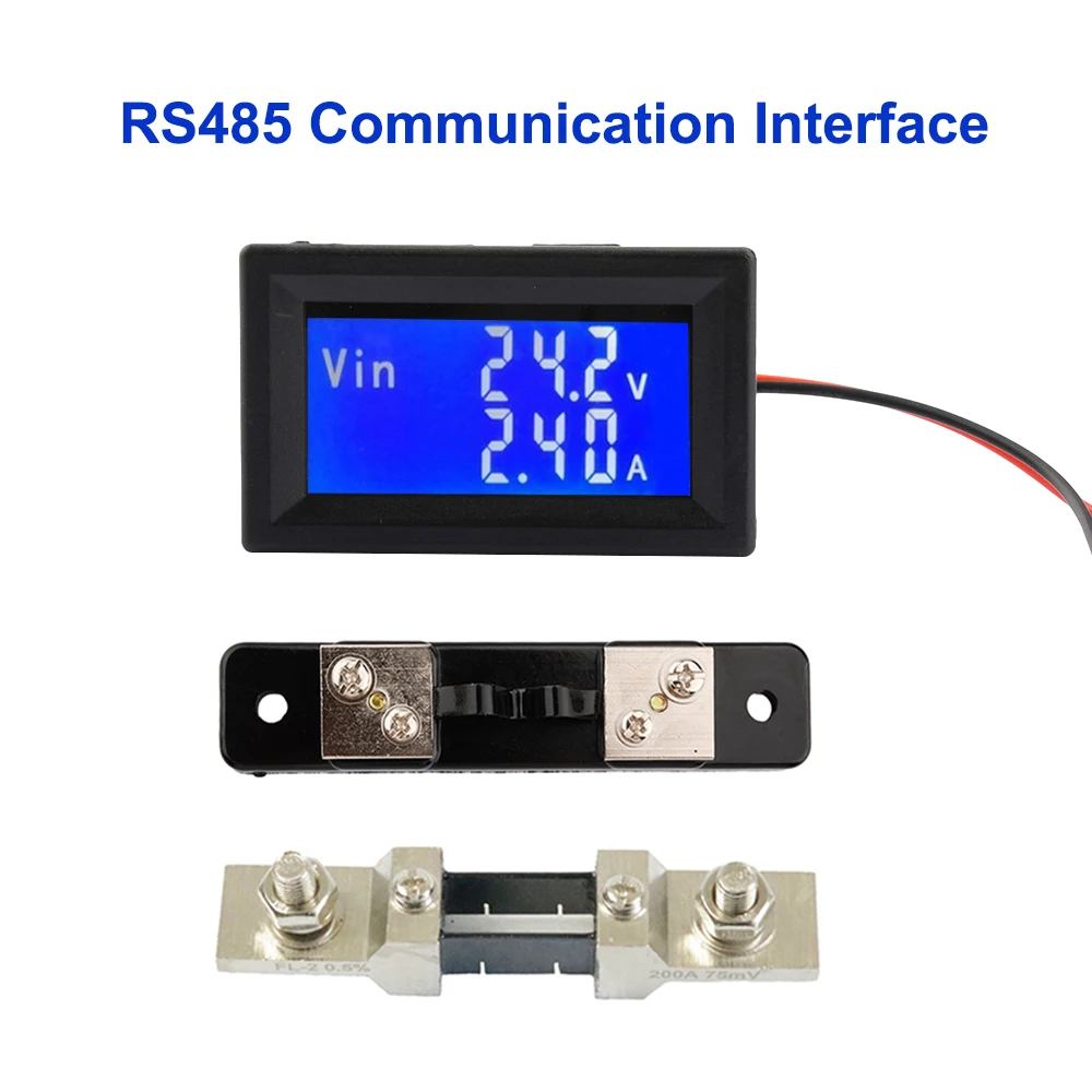 

Двойной цифровой термометр напряжения и тока, постоянный ток 0-100 в, 75мв 20A 50A 100A 200A 300A, интерфейс связи RS485 с шунтом