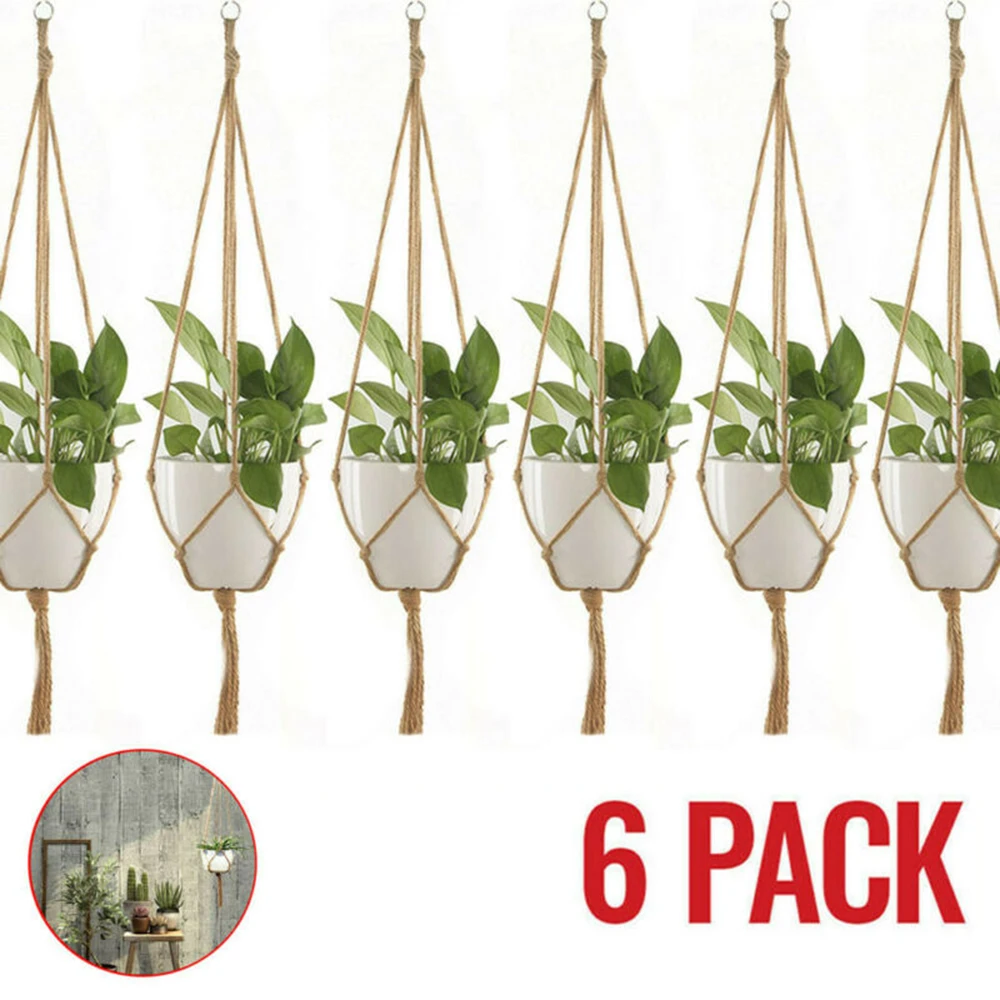 6Pcs Handmade Macrame Hemp Rope Plant Hanger Basket Woven Hanging Flower Pot Wall Hang Plants Pot For Home Garden Decoration
6Pcs Handmade Macrame Hemp Rope Plant Hanger Basket Woven Hanging Flower Pot Wall Hang Plants Pot For Home Garden Decoration