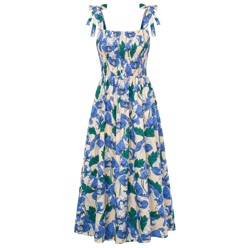 GK Dresses For Women 20223 Floral Printing Cotton Midi Dress Square Neck Tie-Shoulder Smocked Bodice A-Line Beach Dress
GK Dresses For Women 20223 Floral Printing Cotton Midi Dress Square Neck Tie-Shoulder Smocked Bodice A-Line Beach Dress