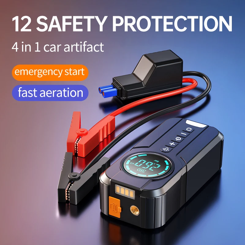 

Car Jump Starter Air Compressor Portable Starting Device Battery Power Bank Automotive Booster Start Charger Auto Tyre Inflator