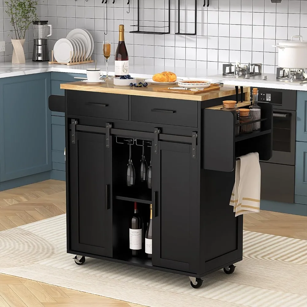 VOWNER Kitchen Island Cart with Folding Drop Leaf Breakfast Bar and Sliding Barn Door, Rolling Mobile Kitchen Island with Storag
VOWNER Kitchen Island Cart with Folding Drop Leaf Breakfast Bar and Sliding Barn Door, Rolling Mobile Kitchen Island with Storag