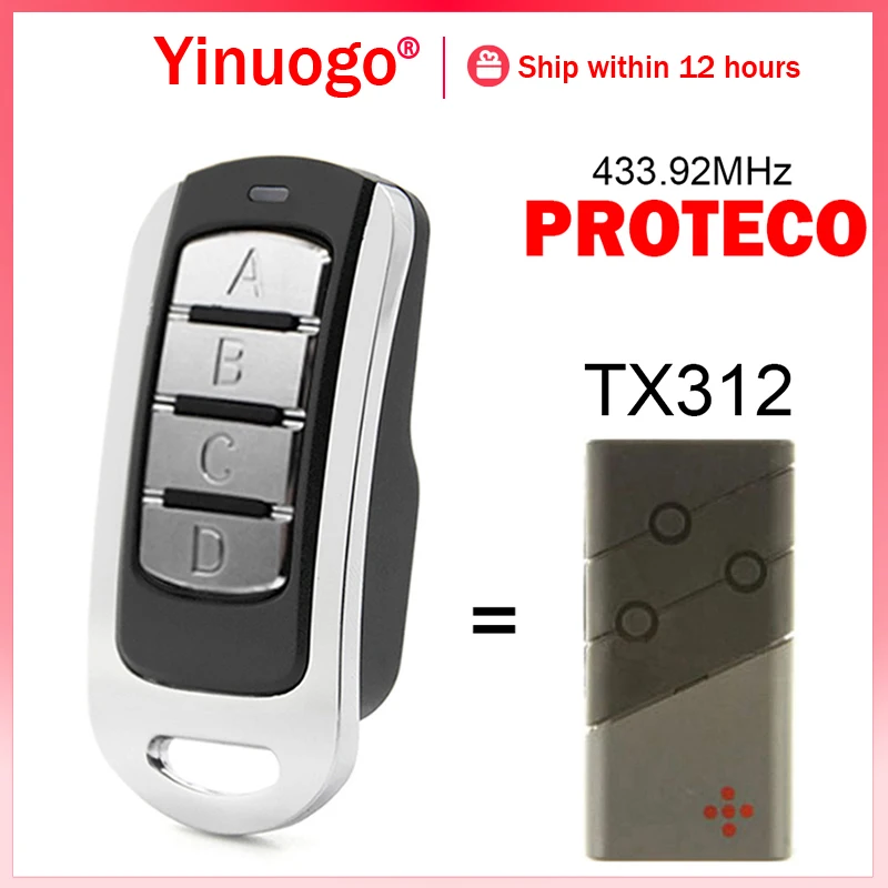 

For PROTECO TX312 Remote Control 433.92MHz Rolling Code Compatible With PROTECO Garage Door Remote Control Gate Opener