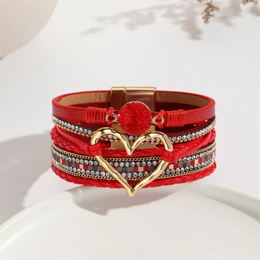New Metal Love Heart Charm Leather Bracelets for Women Fashion Bohemian Rhinestone Resin Wrap Bracelet Bangle Couple Jewelry 5 Mallzona Sac70d5bd99304a11996382eebde918abh New Metal Love Heart Charm Leather Bracelets for Women Fashion Bohemian Rhinestone Resin Wrap Bracelet Bangle Couple Jewelry Mallzona