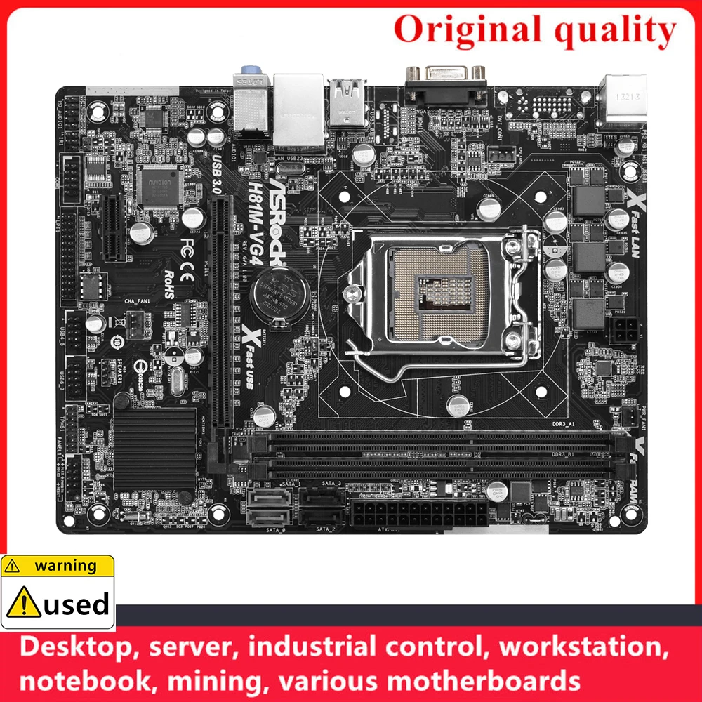 

Used For ASROCK H81M-VG4 Motherboards LGA 1150 DDR3 16GB M-ATX For Intel H81 Desktop Mainboard SATA III USB3.0