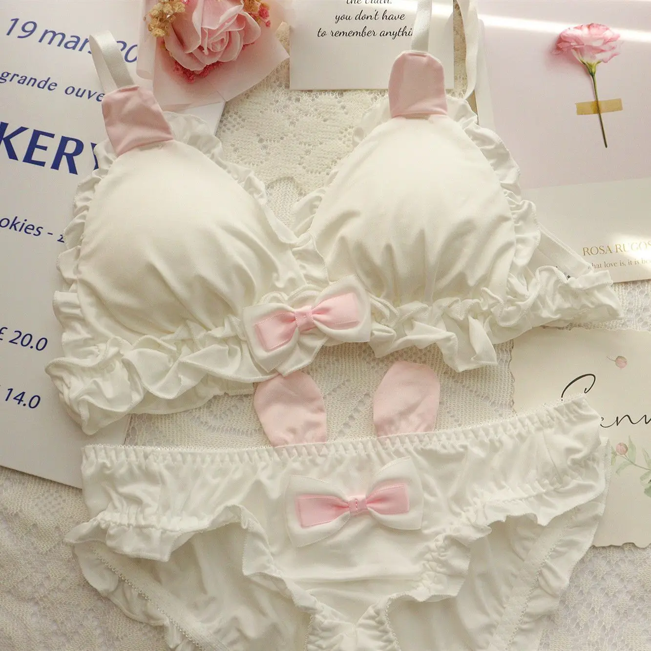 Cute Rabbit Ear Girl Underwear Set Japanese Loli Pure Desire Small Chest Thin Style Steel Ring Free Bra
Cute Rabbit Ear Girl Underwear Set Japanese Loli Pure Desire Small Chest Thin Style Steel Ring Free Bra