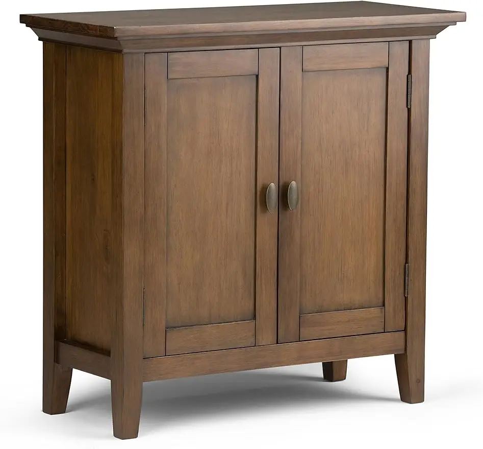 

SIMPLIHOME Redmond SOLID WOOD 32 inch Wide Transitional Low Storage Cabinet in Rustic Natural Aged Brown