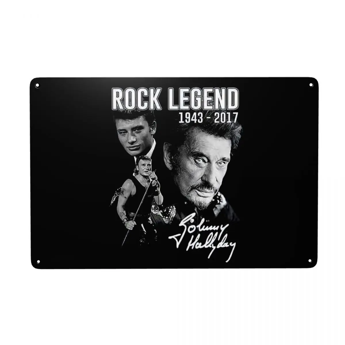 

Vintage Johnny Hallyday Metal Tin Sign Rectangle Custom France Rock Singer Plaques Gate Garden Bars Wall Decor