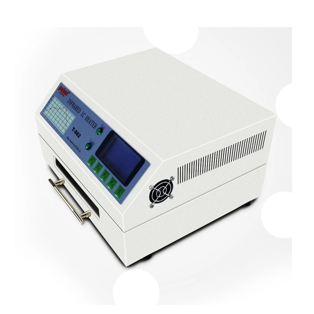 

Small Reflow Soldering Machine T-962 Infrared IC Heater T962 Reflow Solder Oven BGA SMD SMT Rework Station Smoke Upgrade