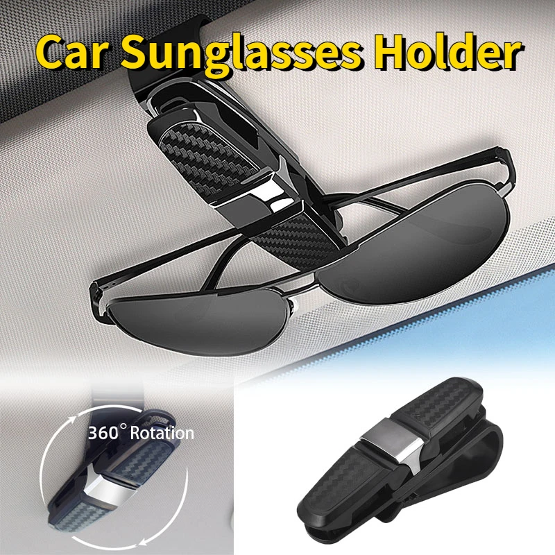 

2 Packs Plastics Car Sunglasses Holder 360 Degree Rotation General Support 2 Sunglasses Holder Ticket Card Clip Car Accessories