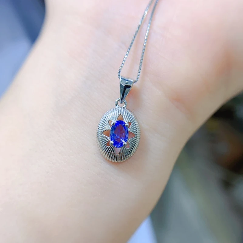 

Natural Tanzanite pendant necklace for women silver 925 jewelry luxury gem stones 18k gold plated free shiping items