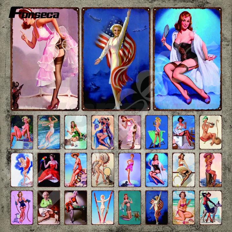 Pin-Up Girls Vintage Plaque Sexy Beautiful Woman Metal Signs Tin Signs Retro Iron Painting Metal Plate for Room Wall Decoration
Pin-Up Girls Vintage Plaque Sexy Beautiful Woman Metal Signs Tin Signs Retro Iron Painting Metal Plate for Room Wall Decoration
