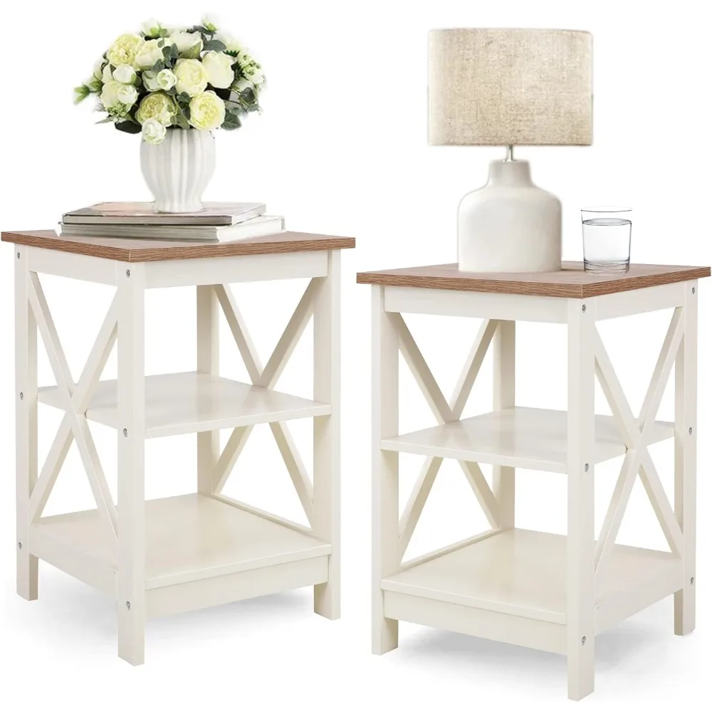 

Набор из 2-х концевых столов для гостиной-фермерский боковой столик для спальни, маленький боковой столик цвета слоновой кости