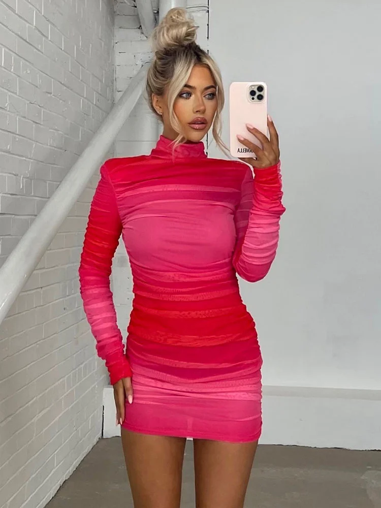 Mozision Turtleneck Long Sleeve Ruched Mini Dress Women 2023 Autumn Winter New Two Layer Mesh Bodycon Sexy Dress Femme Vestidos
Mozision Turtleneck Long Sleeve Ruched Mini Dress Women 2023 Autumn Winter New Two Layer Mesh Bodycon Sexy Dress Femme Vestidos