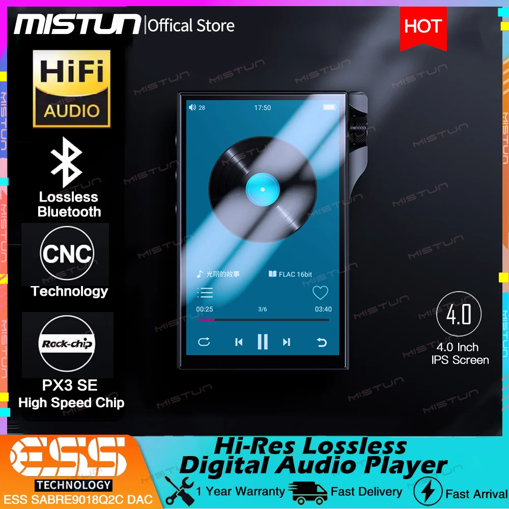 

Hi-Res Music Player ESS SABRE9018Q2C DAC Decoding MQA DAP FLAC APE Andriod5.1 DSD HiFi Lossless MP3 Music Player Bluetooth