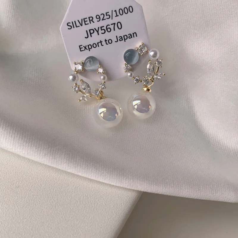 Grandes boucles d'oreilles pendantes en forme de fleur pour femmes, boucles d'oreilles en perles, bijoux de mariage exquis, patients, mode 5