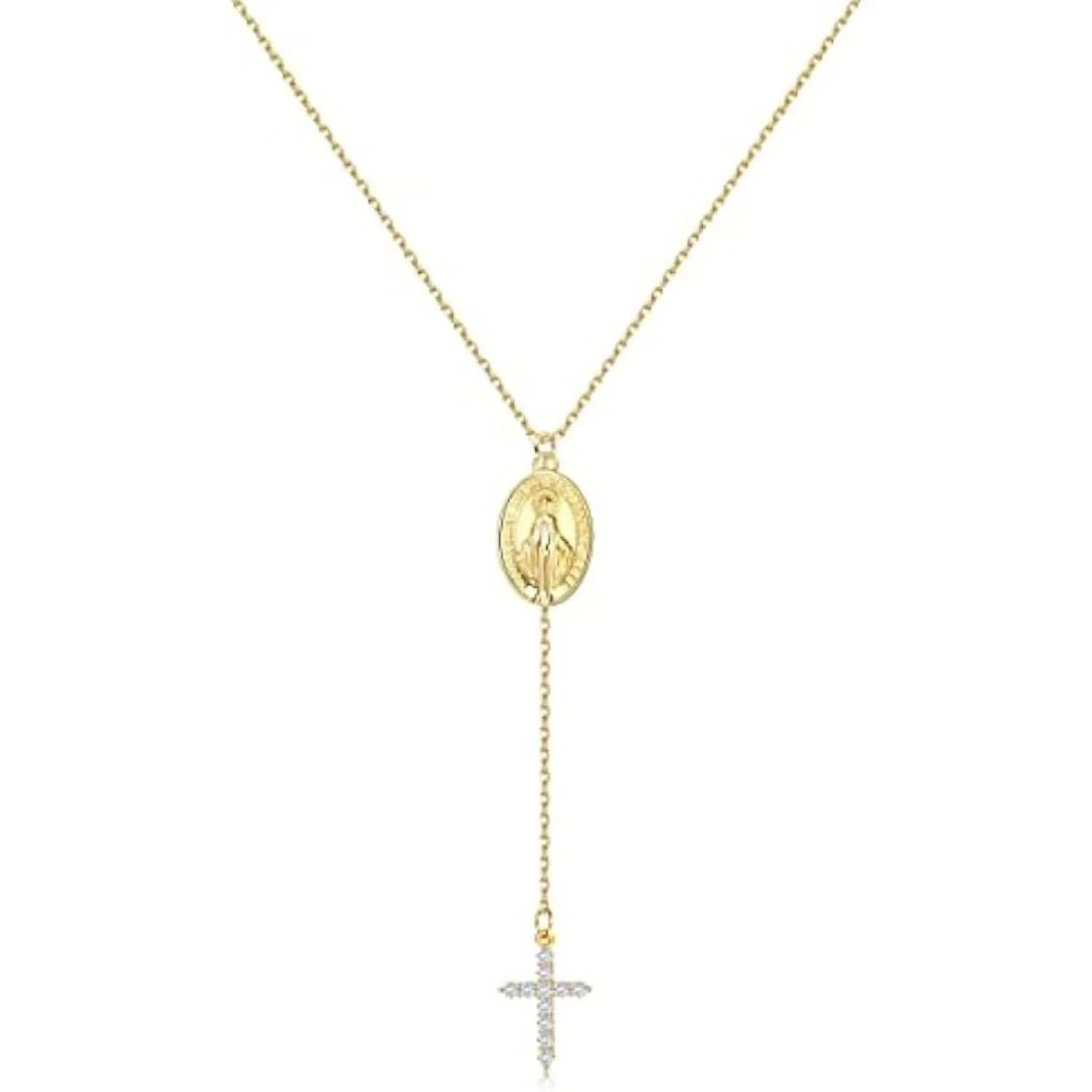 

Fansilver Sterling Silver Tiny Cross Necklace for Women Men 18K Gold Plated Religious Pendant Necklace Jewelry Gift for Women