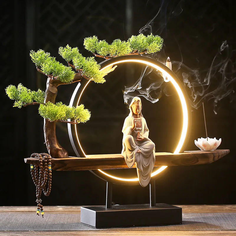 Chinese-style Lamp Back Incense Burner Ceramic Goddess of Mercy Buddha Table Top Decoration Incense Burner Waterfall Home Decor
Chinese-style Lamp Back Incense Burner Ceramic Goddess of Mercy Buddha Table Top Decoration Incense Burner Waterfall Home Decor