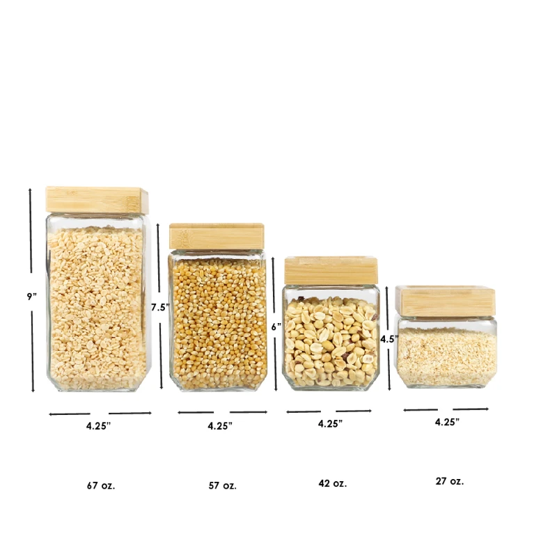 2023 4pcs Square Glass Canisters with Bamboo Lids Storage Organizer free shipping
2023 4pcs Square Glass Canisters with Bamboo Lids Storage Organizer free shipping