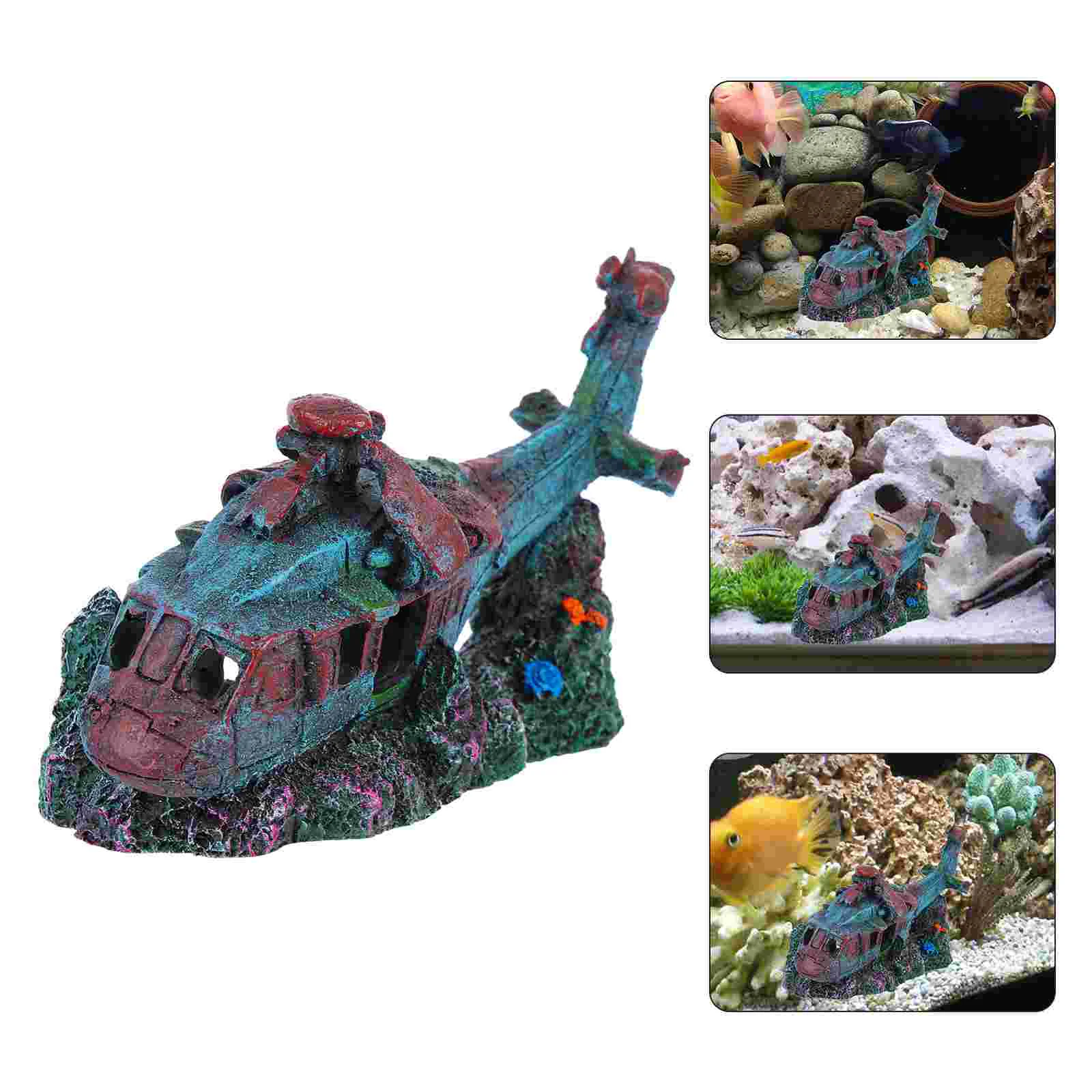 

Fish Tank Landscaping Decoration Decorations Aquarium Aircraft Wreckage Figurine Supply Fighter Resin Adorn Accessory Landscape
