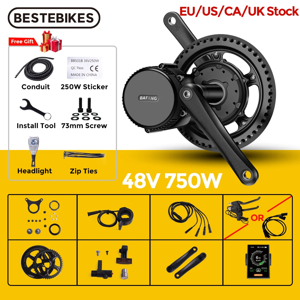 Bafang Ebike Motor BBS02B 750W 48V 8FUN BBS02 Mid Drive Motor Electric Bike Bicycle Ebike Conversion Kit Bluetooth Display
Bafang Ebike Motor BBS02B 750W 48V 8FUN BBS02 Mid Drive Motor Electric Bike Bicycle Ebike Conversion Kit Bluetooth Display