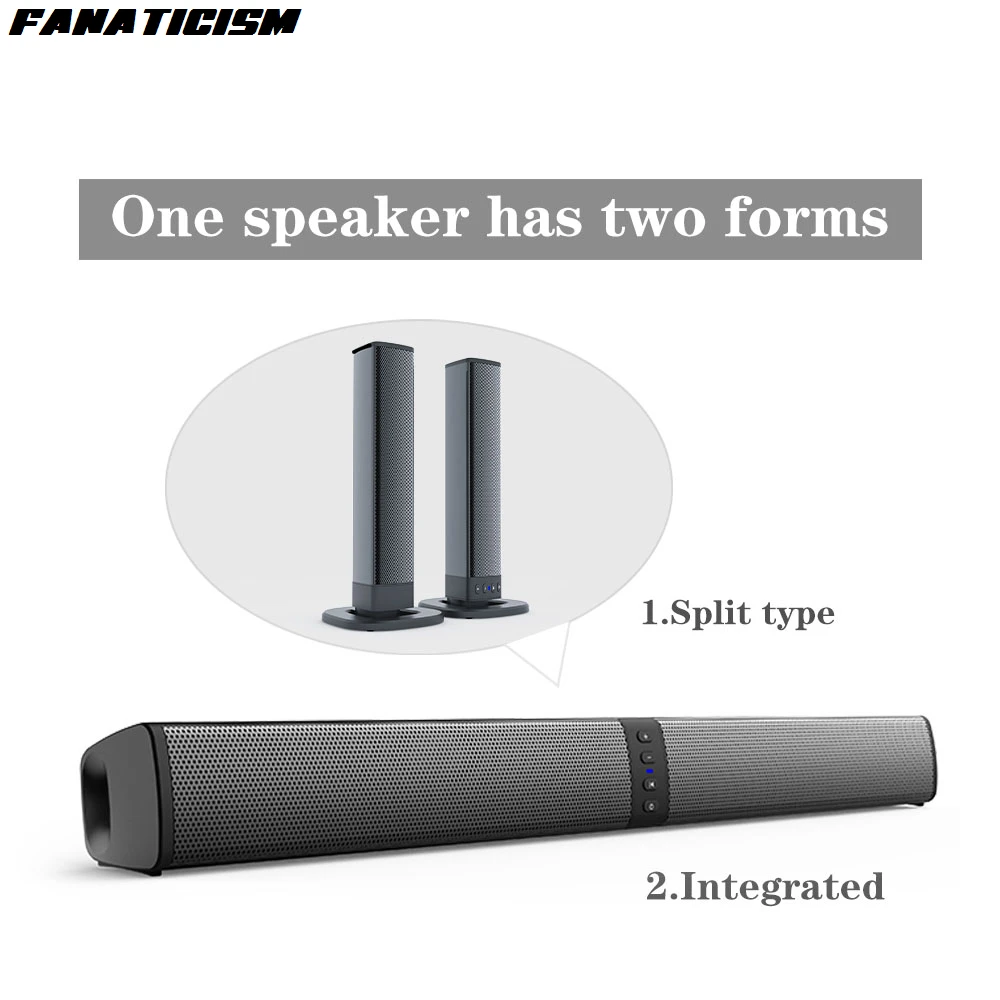

BS-36 Wireless Bluetooth Speakers, 40W TV Soundbar, Separated Column, Home Theater Subwoofer with FM Radio, TF, AUX Computer TV