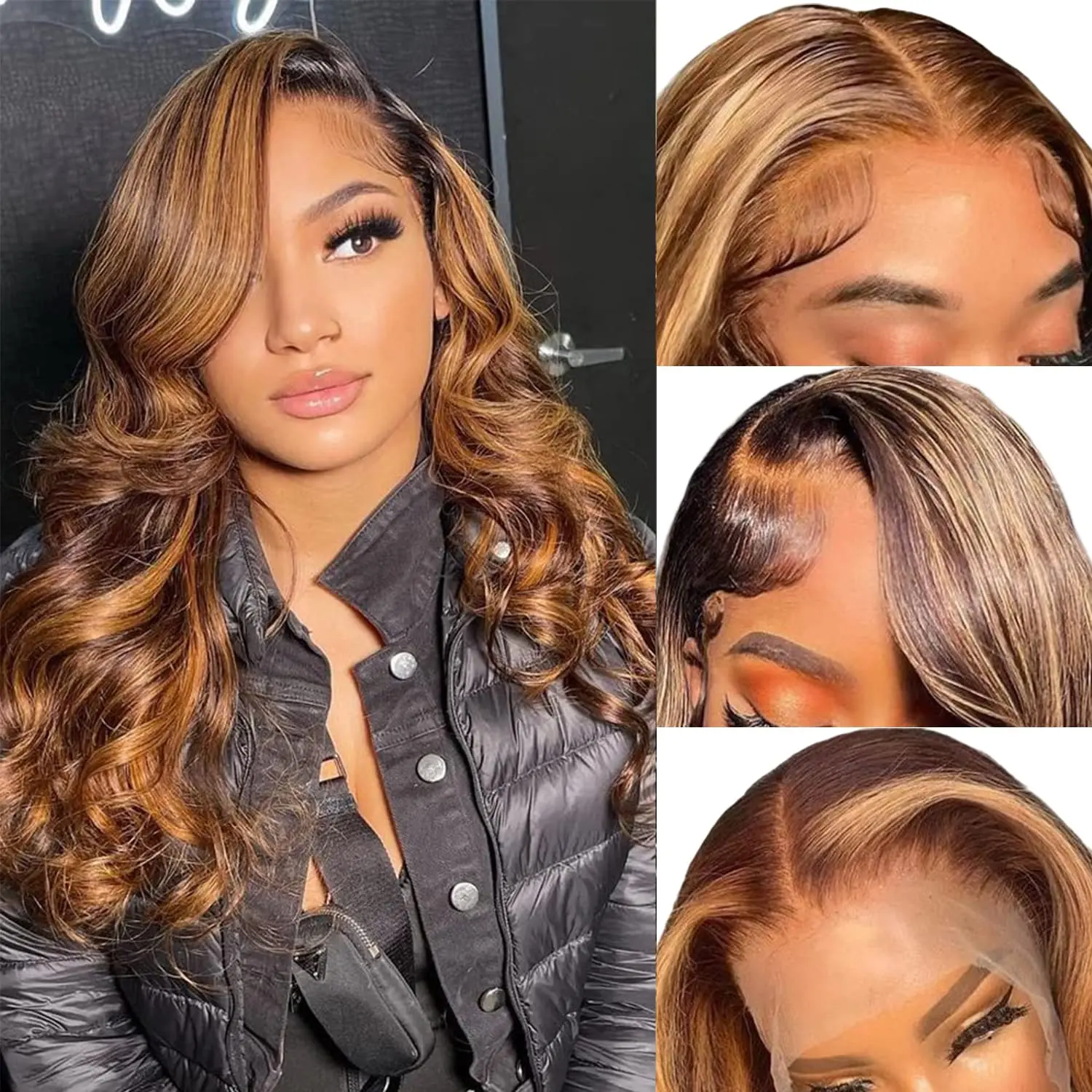 4/27 Highlight Body Wave Wigs Preplucked Baby Hair 13x4 Brazilian 13x6 HD Lace Frontal Wigs Human Hair 180 Density For Women
4/27 Highlight Body Wave Wigs Preplucked Baby Hair 13x4 Brazilian 13x6 HD Lace Frontal Wigs Human Hair 180 Density For Women