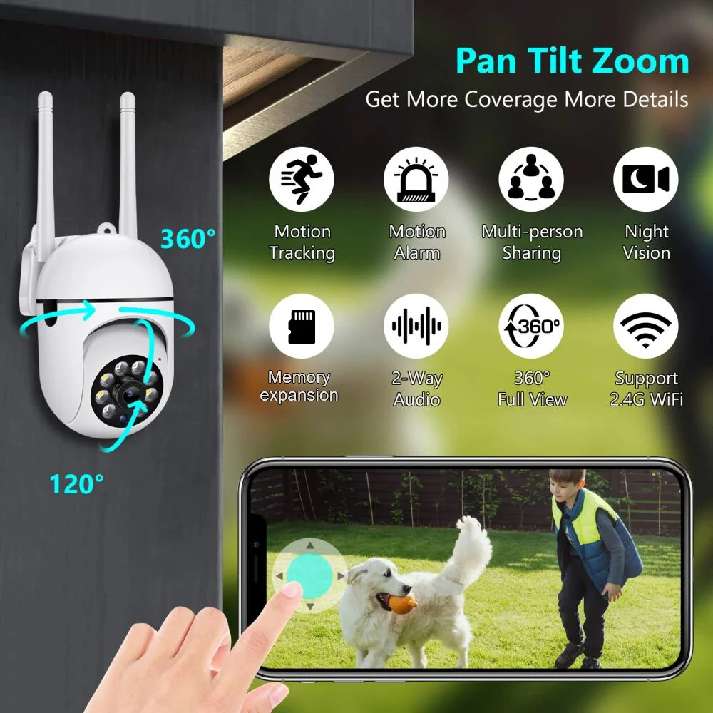 

PTZ WIFI IP Camera Audio CCTV Surveillance Outdoor 4X Digital Zoom Night Full Color Wireless Waterproof H.265 Audio Security