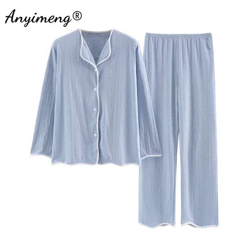 Unique Hemming Small V-neck Elegant Pajamas Set for Women Kawaii Floral Lady Pijamas Autumn Cotton Cardigan Sleepwear for Woman
Unique Hemming Small V-neck Elegant Pajamas Set for Women Kawaii Floral Lady Pijamas Autumn Cotton Cardigan Sleepwear for Woman
