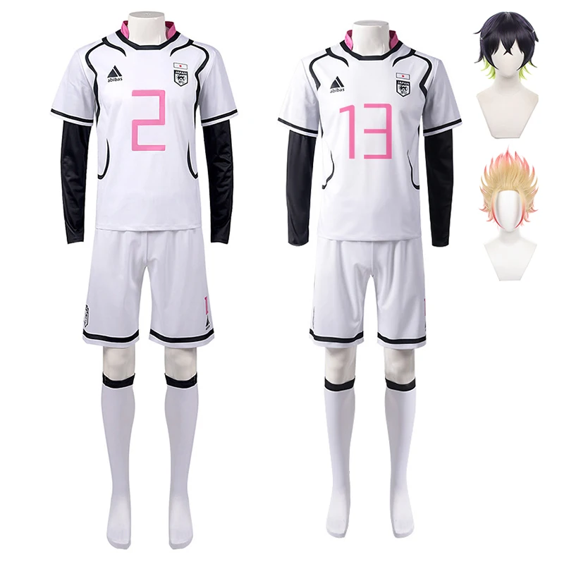 

Blue Lock Shidou Ryusei Cosplay Costume Oliver Aiku Cosplay Wig Tops Shorts Set Sportswear Suit Football Soccer Party Suit