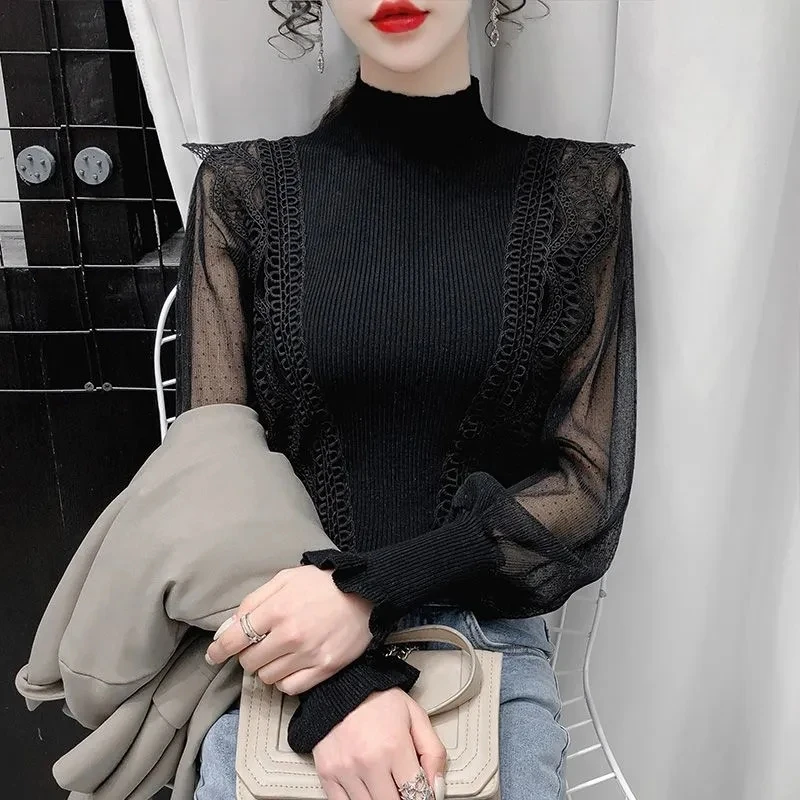 2024 Spring Autumn New Sweater Womens All-match Slim Crochet Mesh Lantern Sleeve Stitching Long-sleeve Pullover Sweaters Women
2024 Spring Autumn New Sweater Womens All-match Slim Crochet Mesh Lantern Sleeve Stitching Long-sleeve Pullover Sweaters Women