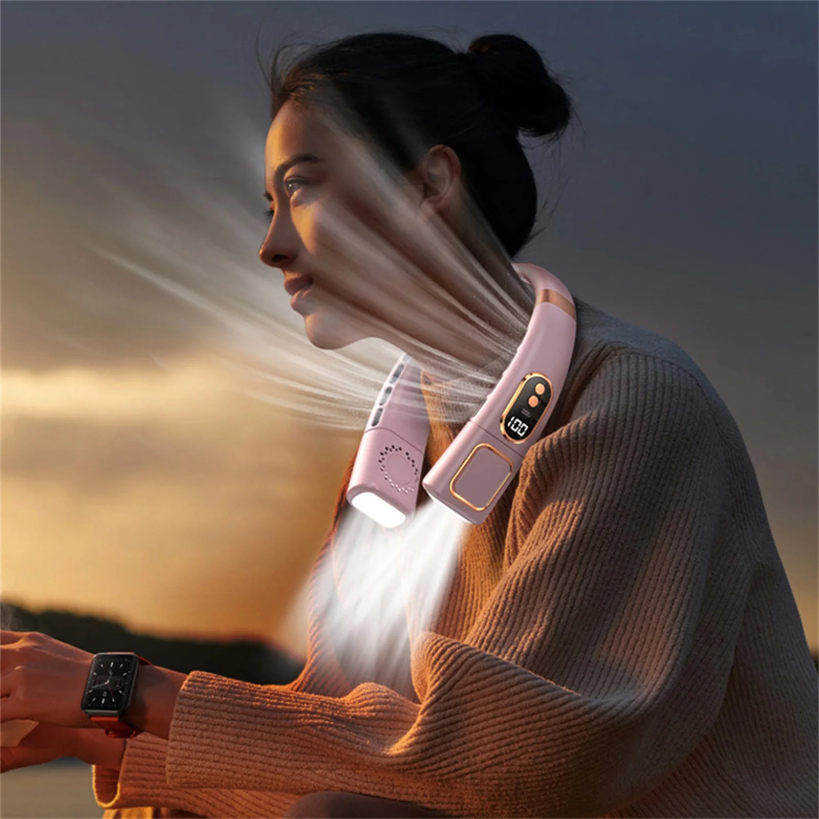 Hanging Neckfan Ice magnet cooling Portable Neck Fan Type-C Mute Multifunctional Leafless Electric Fan with Light 5 Mallzona Saca5516a06d140af8f943e7efd20092bP Hanging Neckfan Ice magnet cooling Portable Neck Fan Type-C Mute Multifunctional Leafless Electric Fan with Light Mallzona