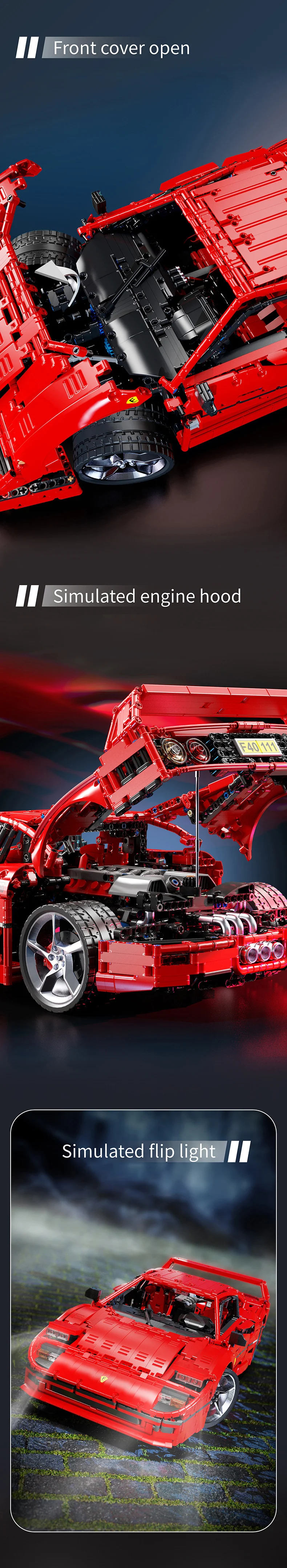 4026PCS Technical X001 Red Super SportsCar F40 Model MOC-140629 Classic Racing Assembly Building Block DIY Assemble Toy Kid Gift 4026PCS Technical X001 Red Super SportsCar F40 Model MOC-140629 Classic Racing Assembly Building Block DIY Assemble Toy Kid Gift