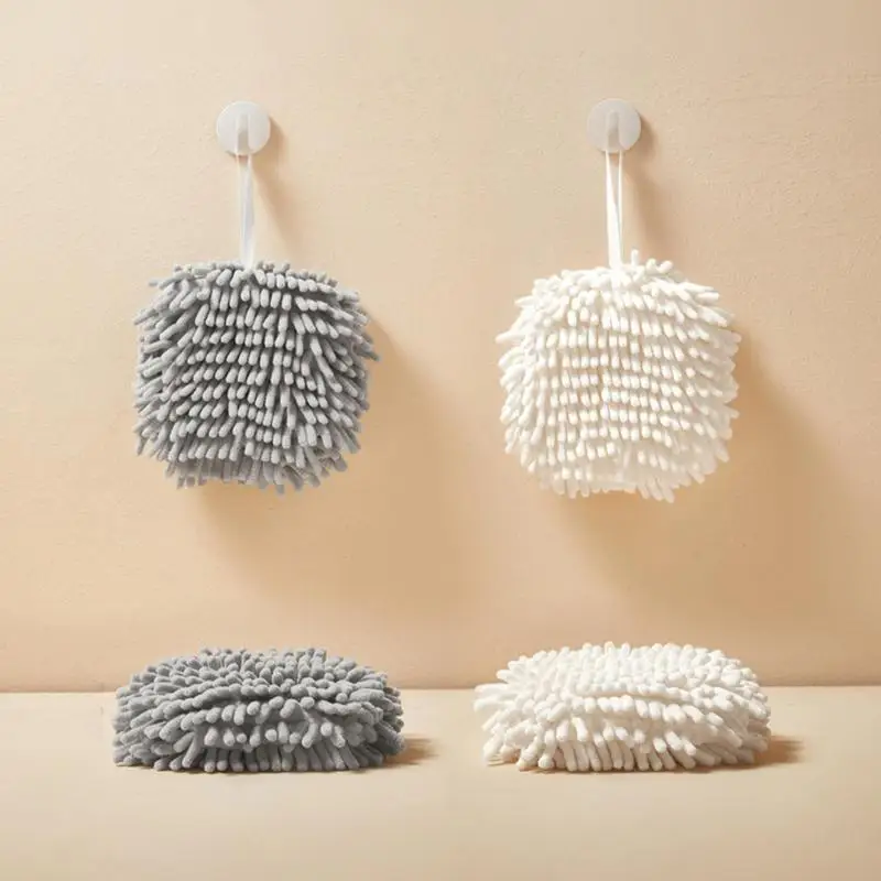 

Hanging Chenille Hand Wipes Kitchen Bathroom Hand Towel Ball Absorbent Quick Drying Microfiber Towels Cleaning Supplies