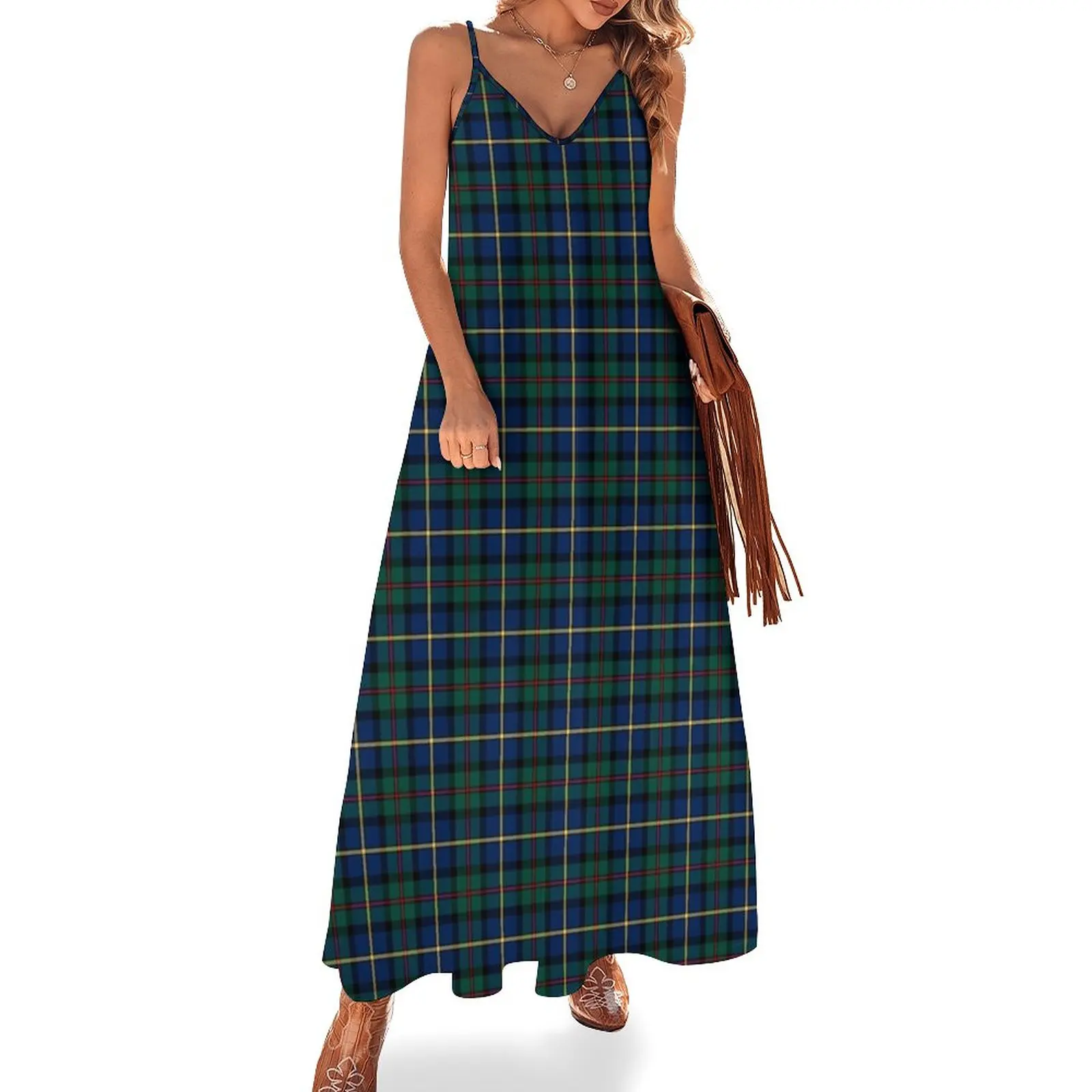 

Clan MacLeod of Skye Tartan Sleeveless Dress Clothing female Woman clothes summer women's suit Summer skirt