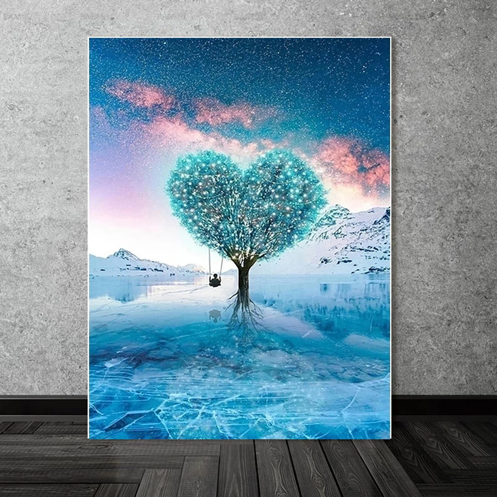 

Blue Color Heart Tree 5D Diamond Painting Full Square/Round Diamond Mosaic Painting Kits Rhinestone Embroidery DIY Kits