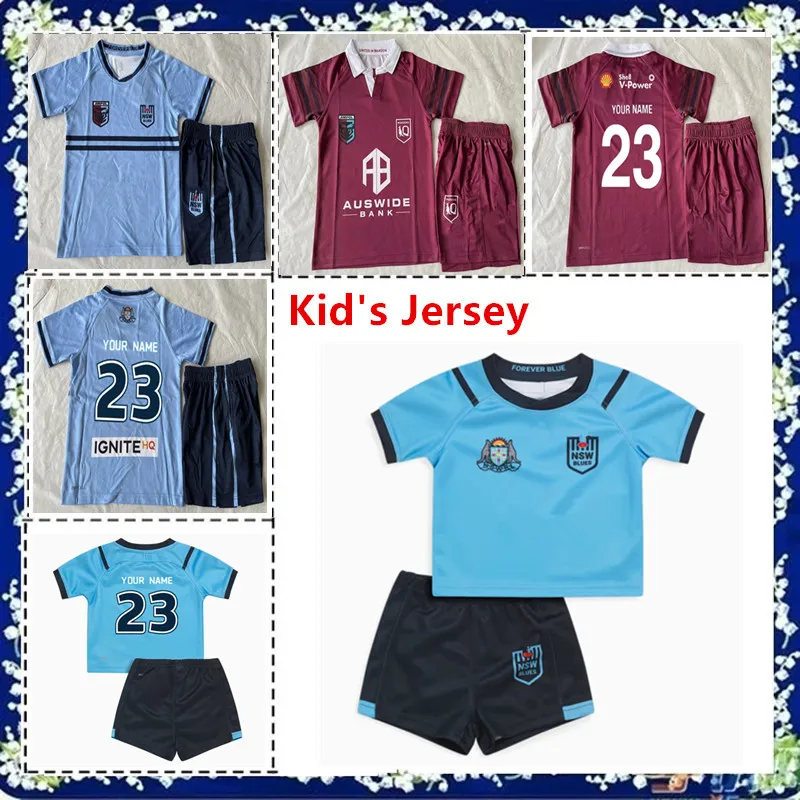 

2024 NSW Blues State of Origin Jersey Toddler Rugby 2023 Queensland Maroons Kid's Jersey Size:16--26 (Custom name and number )