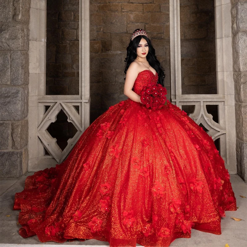 Red Off The Shoulder Quinceanera Dresses Ball Gown Shiny Sequined Beading 3DFlower Party Dress Sweet Vestidos Elegant Prom Dress
Red Off The Shoulder Quinceanera Dresses Ball Gown Shiny Sequined Beading 3DFlower Party Dress Sweet Vestidos Elegant Prom Dress