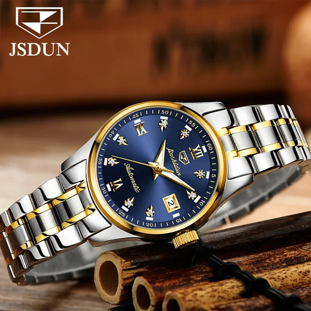 JSDUN-Montre mécanique automatique étanche pour femme, marque de luxe, semaine calendrier, montre-bracelet Shoous, cadeau original pour femme 2