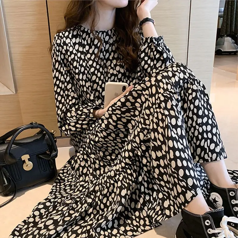 Summer Long Sleeve Dress Women V Neck Polka Dot Print High Waist Office Vintage Elegant Maxi Plus Size Women Clothing C46
Summer Long Sleeve Dress Women V Neck Polka Dot Print High Waist Office Vintage Elegant Maxi Plus Size Women Clothing C46