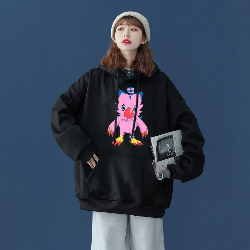 

Anime Digimon Hoodies Piyomon casual men's and women's pullover role-playing clothing autumn and winter street clothing