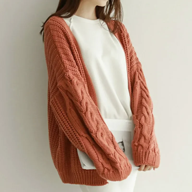 

Winter 2021 New Fashion Autumn Casual V-neck Long Sleeve Women Twisted Female Knit Cardigans Open Stitch Cardigan Loose Sweater