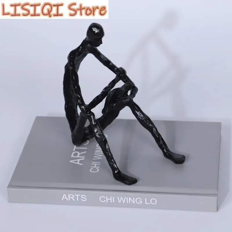 

New Metal Figure Sculpture Abstraction Portrait Reader Cast Iron Decorative Figurines Black Man Home Decoration Accessories