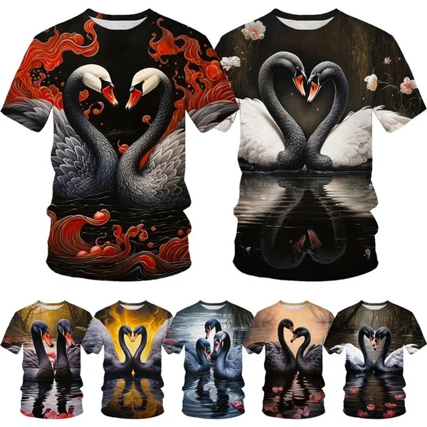 Summer Beautiful Black Swan Graphic 3D Digital Printing T-shirt Fashion Casual Couple Short Sleeved T-shirt
Summer Beautiful Black Swan Graphic 3D Digital Printing T-shirt Fashion Casual Couple Short Sleeved T-shirt