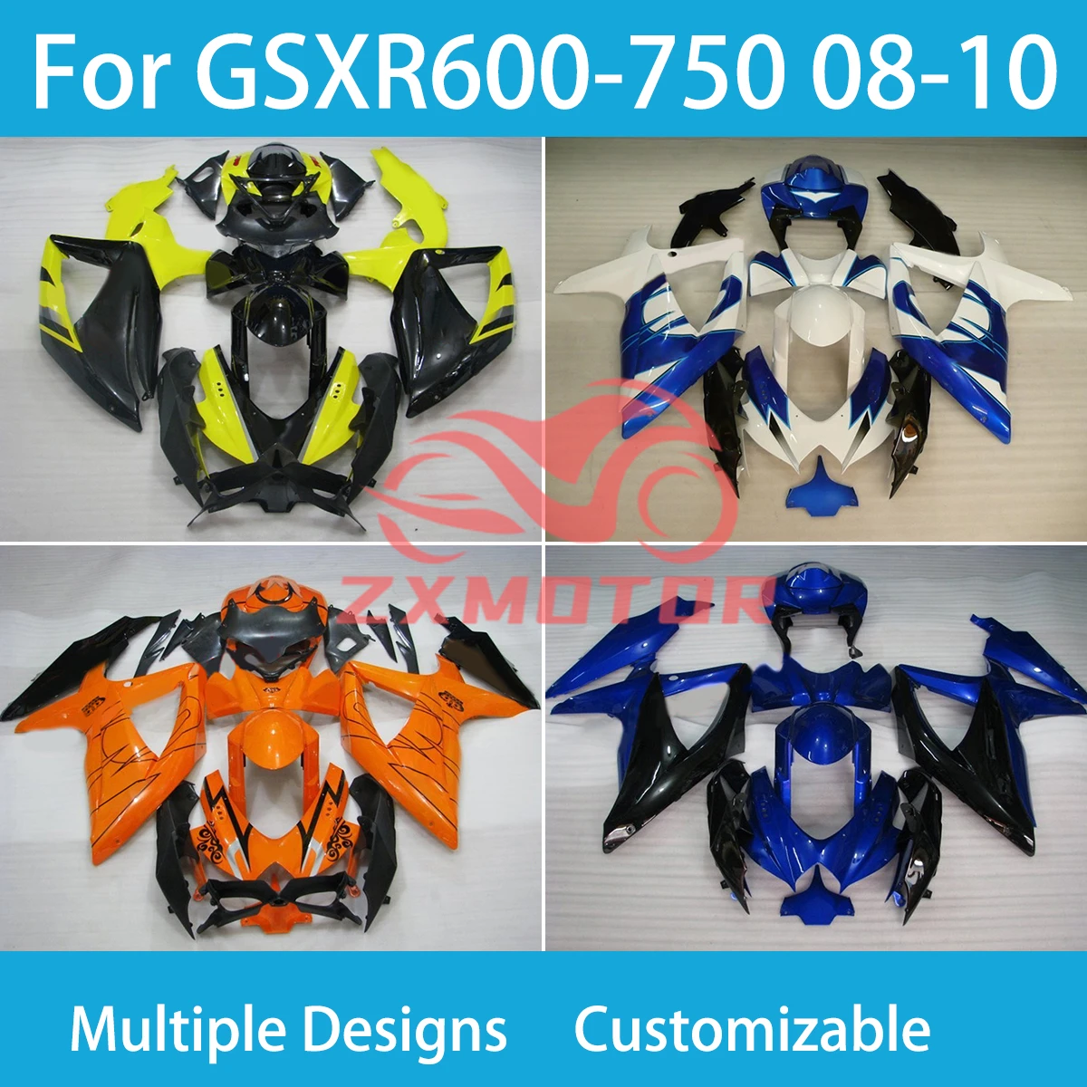 

GSXR600 GSXR750 08 10 New Style Fairings for SUZUKI K8 GSXR 600 750 2008 2010 ABS Painted Fairing Kit Injection Molding Fit