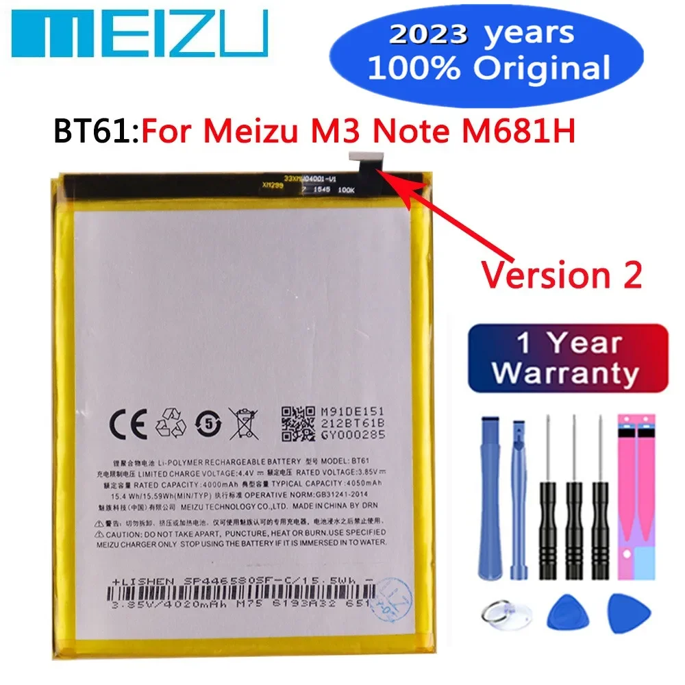 2023 100% Original BT61 4000mAh Battery For Meizu L Version M3 Note L681H / M Version M3 Note M681H Mobile Phone Battery +Tools
2023 100% Original BT61 4000mAh Battery For Meizu L Version M3 Note L681H / M Version M3 Note M681H Mobile Phone Battery +Tools