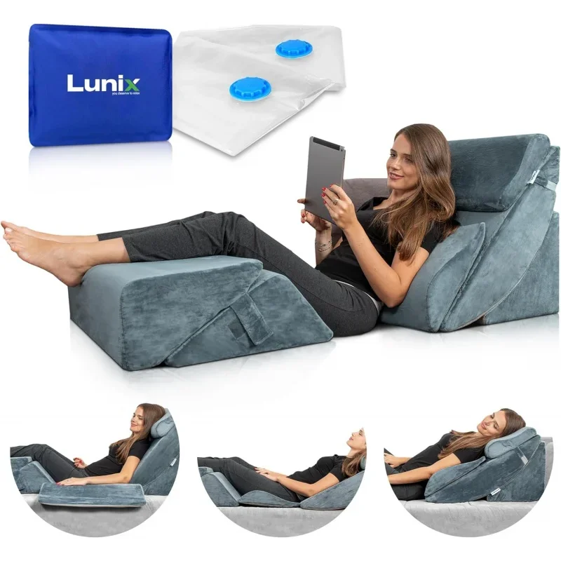 

Lunix LX13 6pcs Orthopedic Bed Wedge Pillow Set, Post Surgery Memory Foam for Back, Neck and Leg Pain Relief, Sitting Pillow, Ad