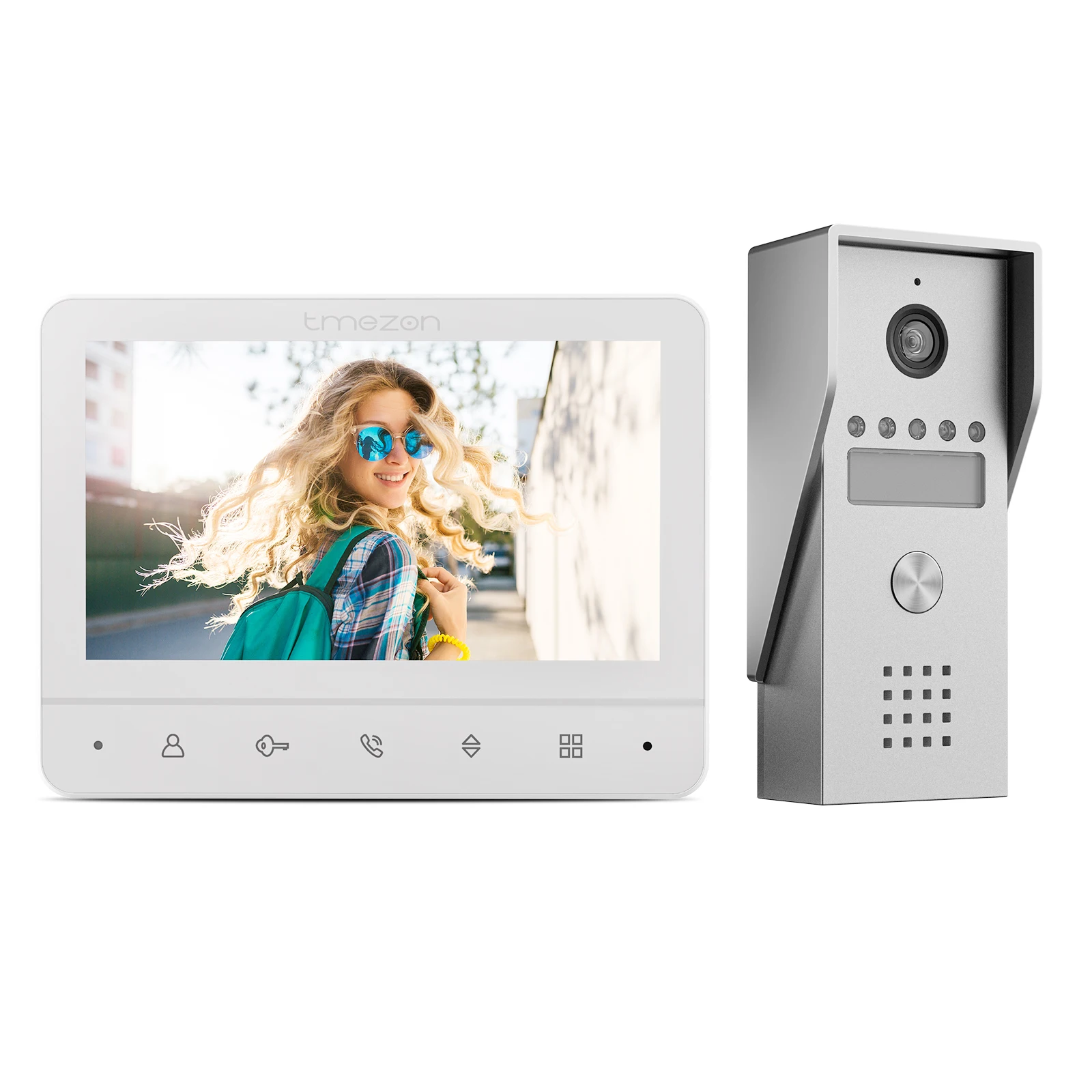 

TMEZON Video Doorphone 4-Wire,Intercom with Doorbell, Doorphone with Camera,7" Color Display, 120° Wide View Camera