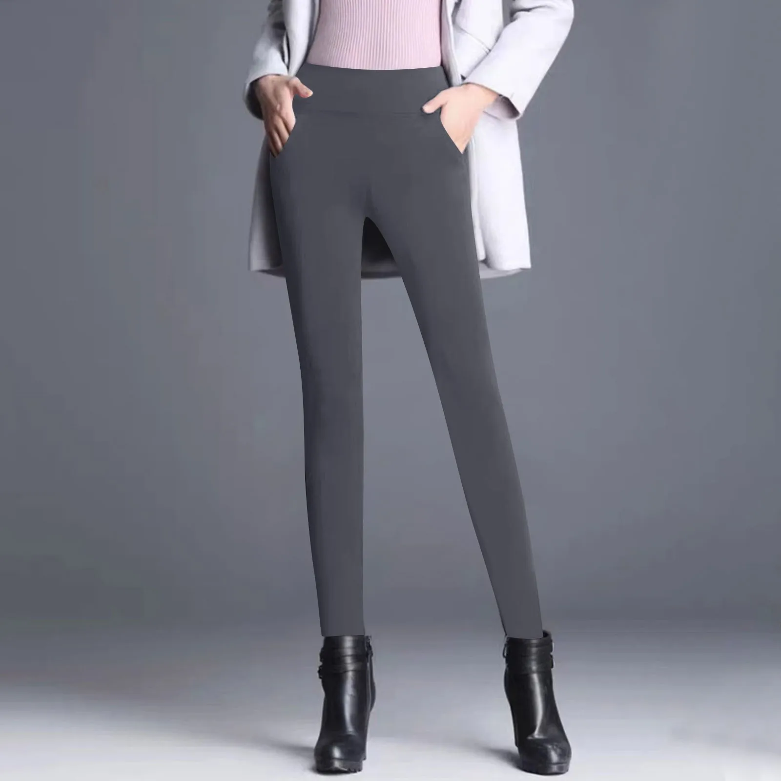 Женские повседневные плюшевые длинные брюки с высокой талией, эластичные брюки, повседневные Прямые свободные брюки, элегантные брюки с высокой талией 
Женские повседневные плюшевые длинные брюки с высокой талией, эластичные брюки, повседневные Прямые свободные брюки, элегантные брюки с высокой талией